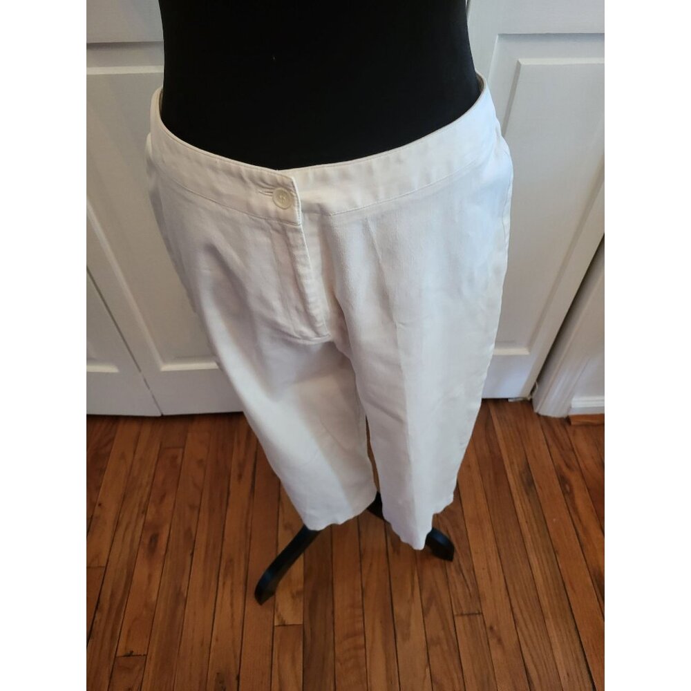 Coldwater Creek Ivory Wide Leg Capri Pants sz 12 Minimal Coastal Old Money